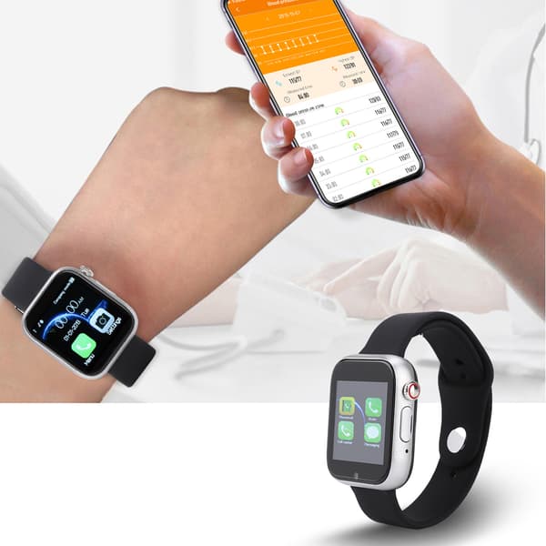 Smartwatch Telefonkort Søvnmonitor Ur Skridttæller Support SIM/TF Kort(Sølv)