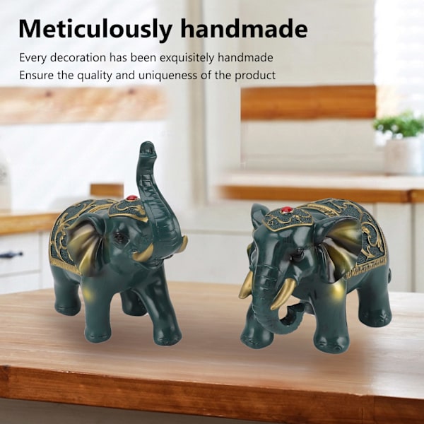 2 stk. Resin Elefant Deko Elefant Statue Hjem Indretning til Stue Studie Soveværelse Kontor Blue