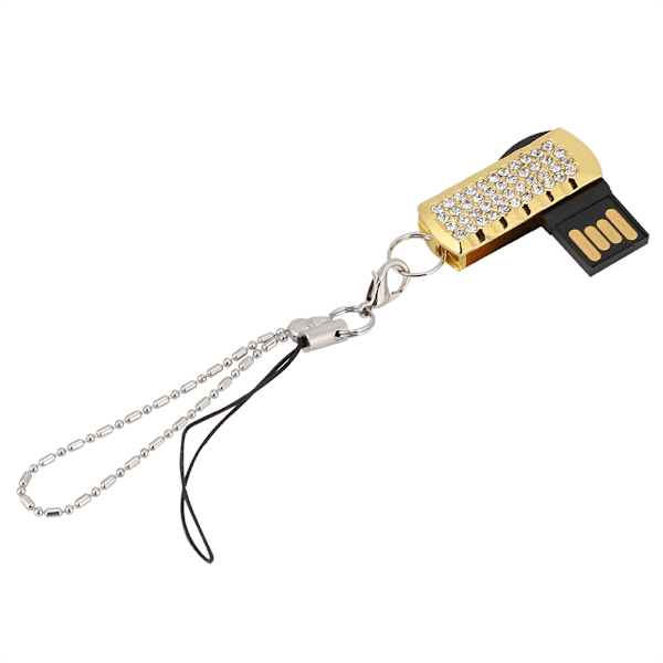 16G Mini bærbar Rhinestone USB-disk med kjede for Windows Vista/7/10/Mac Gull