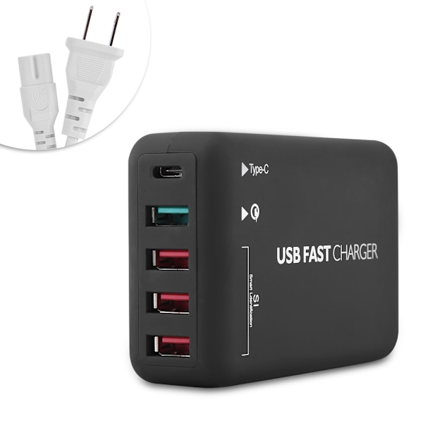 Multiport 4 USB-grensesnitt QC 3.0 USB-veggladerstasjon Strømadapter