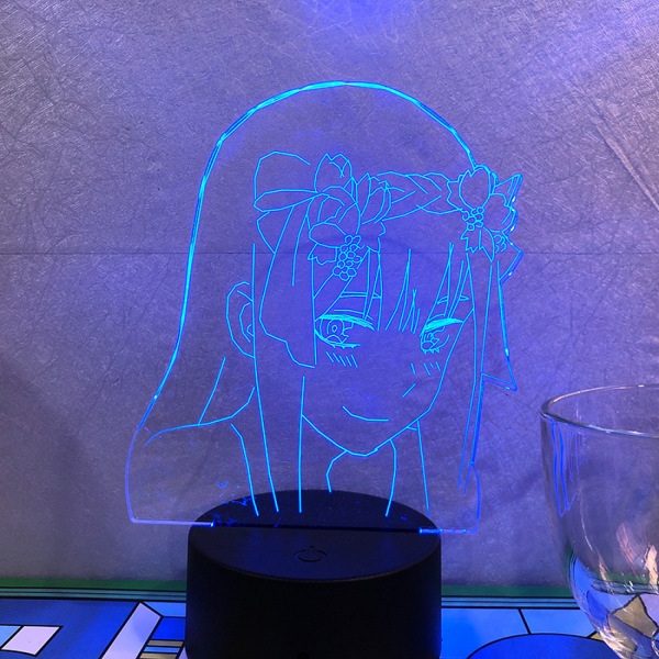 Qinwei Anime Frank Zero Two 3D Natlampe 16 Farver Soveværelse Dekorative Anime Lampe Led Illusion -- Mønster D (Sort Sæde)