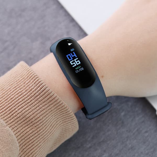Bluetooth Smart Armbåndsur Hjertefrekvens Fitness Tracker Hjertefrekvens Blodtrykk (Mørk blå)