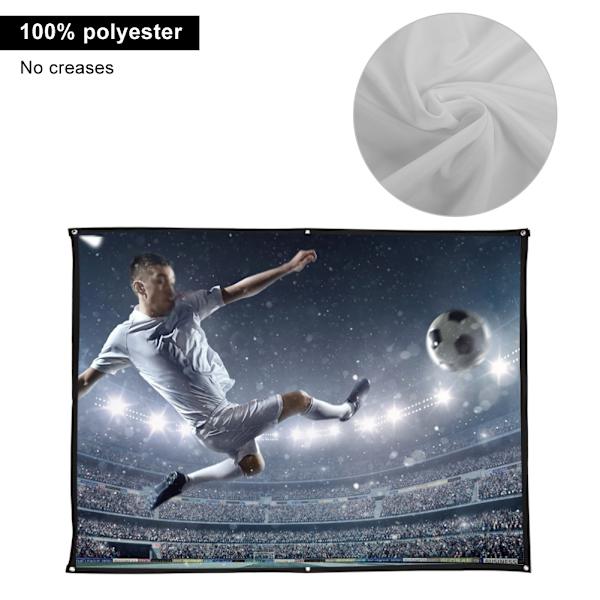 4:3 Tykk 100% Polyester Bærbar Foldbar Hvit Myk Projektor Skjerm Gardin 100-Tommers