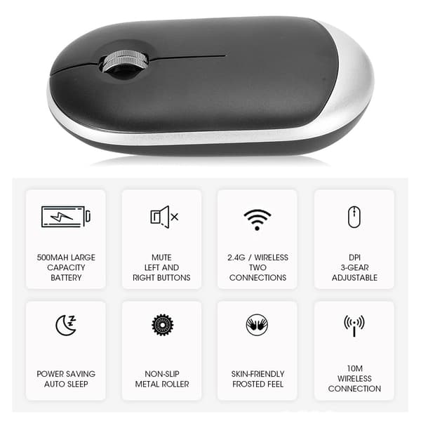 Trådløs mus Notebook Office mus Bluetooth Dual-mode Mute Genopladelig til ipadGrafitgrå