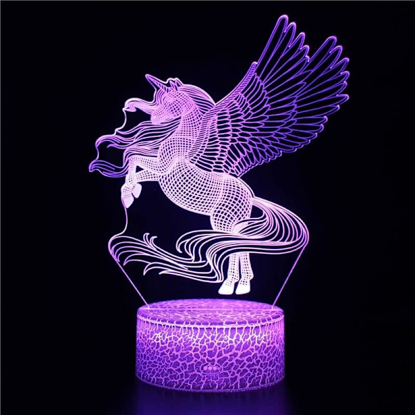 3D Optisk Illusion Enhörninglampa LED Nattlampa för Flickor 16 Färger Växlande Bordlampor Enhörningspresenter Födelsedag Jul