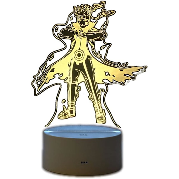 Anime Uzumaki Naruto nattlys, tegneserie 3D illusjons nattlys, LED bordlamper, berørings-/fjernkontroll USB/batteri lading belysning soverom hjemme dekor