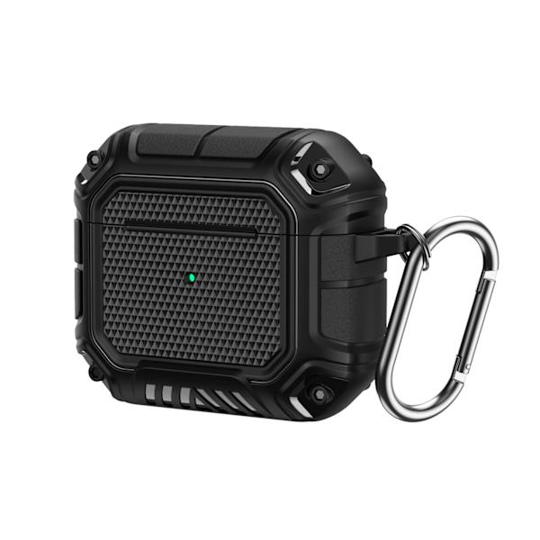 Hovedtelefonbeskyttende TPU-etui Anti-tabt med karabinhage til IOS Earbuds 3 Sort Sort