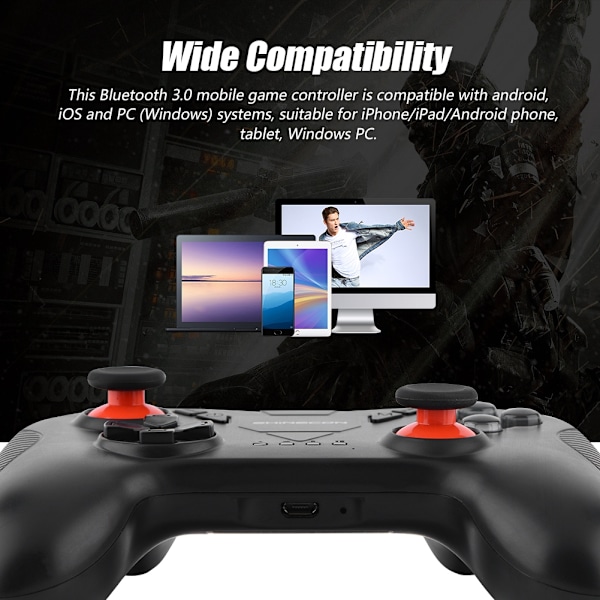 SHINECON Bluetooth-peliohjain Langaton peliohjain Joystick iOS- ja Android-puhelimille ja PC:lle