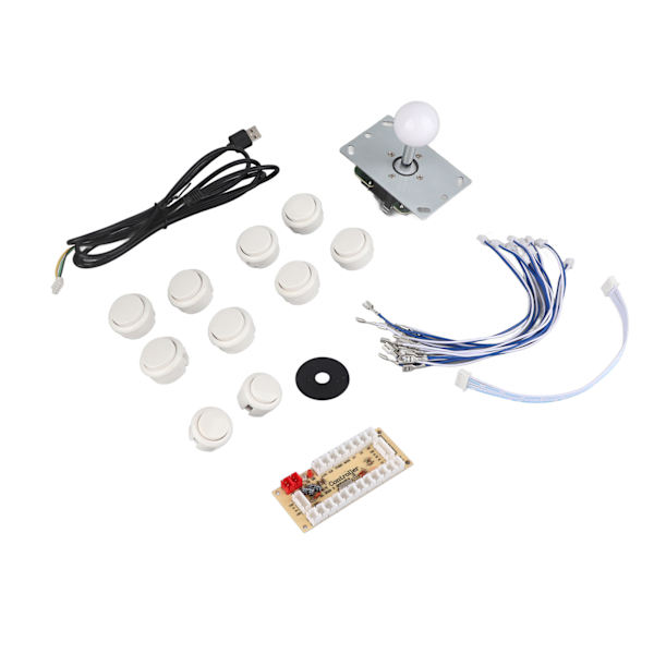 Arkadspel DIY-delar kit Zero Delay USB-kodare JoyStick-knapp för Mame-spel (vit)