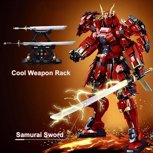 Samurai Mech Warrior -mallirakennussarja, kaksoismiekka-robottirakennussarja, 923 osaa, luova keräilylahja aikuisille, miehille, teini-ikäisille pojille
