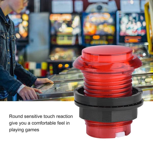 5 stk. runde trykknapper med farverig LED-lys til oplyst arkade-videospil
