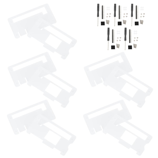 5 sarjaa Raspberry Pi Zero -koteloa akryyli + jäähdytyslevy + ruuvimeisseli + 40P kaksoisnastaheaderi