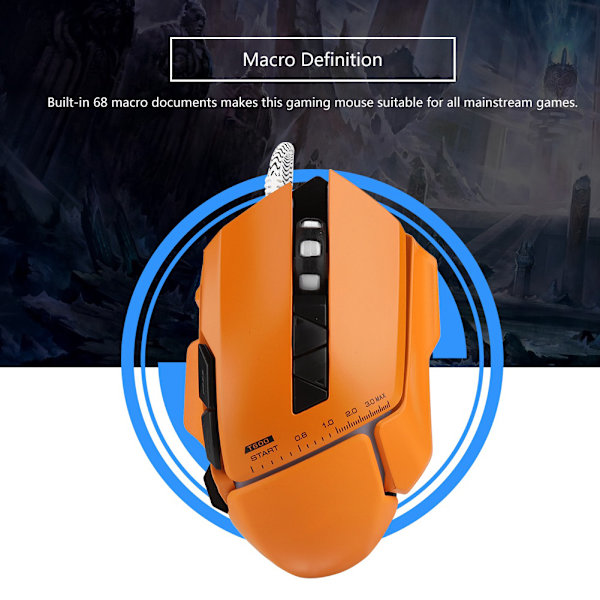 Makro Definition Gaming Mus 1200-1600-2400-3200DPI Høj Følsomhed Makro Mus - Orange