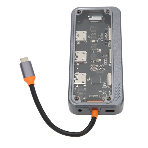 Tyyppi C -keskitin PD-lataus USB 3.0 2.0 RJ45-verkko läpinäkyvä kuori moniporttinen telakointiasema kannettavalle TV:lle 10 1 Gigabit Ethernet -portti