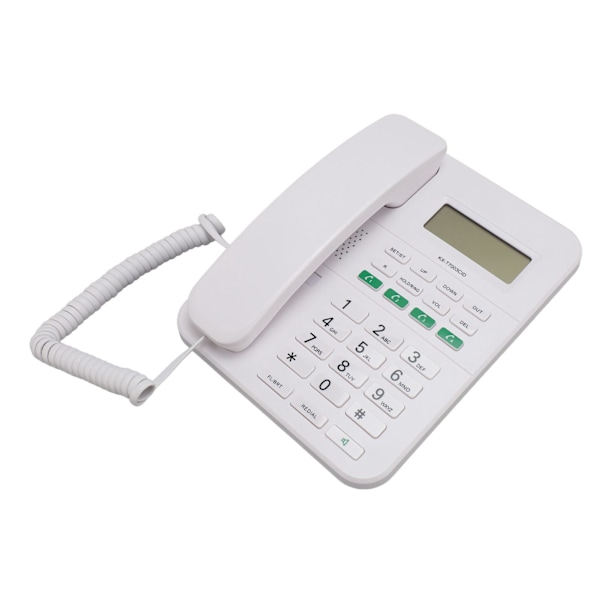 Sladdtelefon med 4 nivåer volym och 5 nivåer LCD-ljusstyrka justerbar Caller ID HD 16-bitars display engelsk sladdtelefon vit