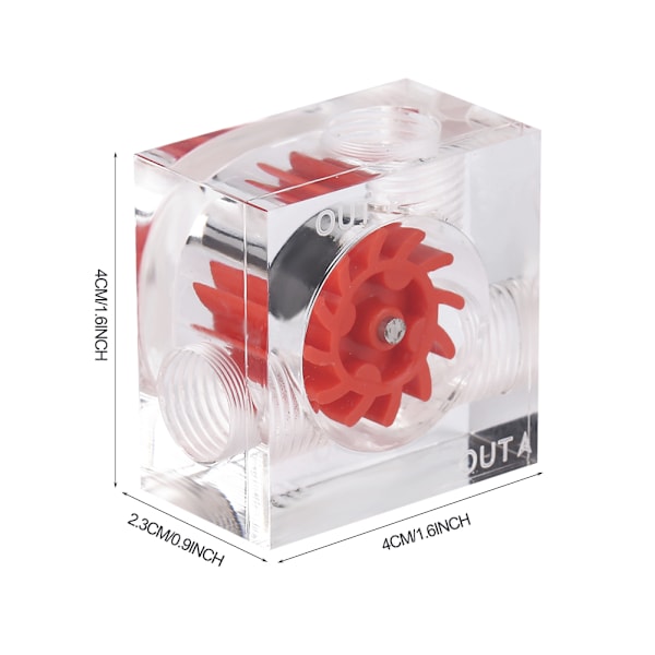 12 Impellers Flow Meter Indikator til PC Vandkølingssystem G1/4\" Tråd Kvadrat (Rød)