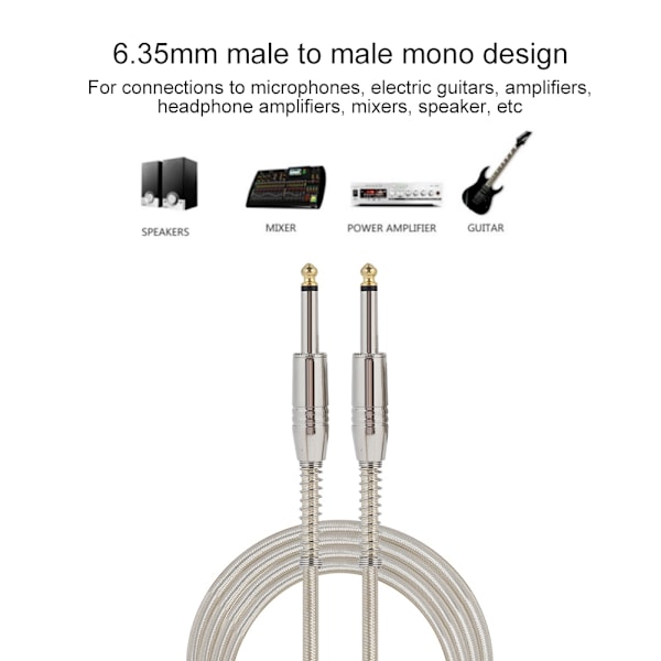 10M 6,35 mm:n uros naar uros monoääni AV-äänikaapeli sähkökitaravahvistimelle