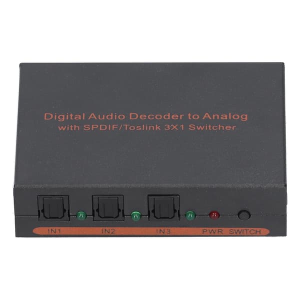 3x1 optisk fiber digital lyddekoder optisk til for SPDIF/AV/RCA konverter 100‑240VUK stik