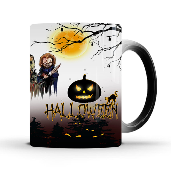 Halloween Resurrection Skull Keramisk Farveskiftende Krus Opvarmning Vandtemperatur Gradient Termisk Kaffekrus