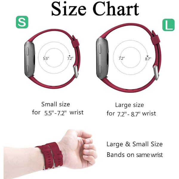 Älykäs rannekkeen hihna on yhteensopiva Fitbit versa -älykellojen, versa 2:n ja versa Lite se -kellojen kanssa naisille ja miehille（Punainen-L）