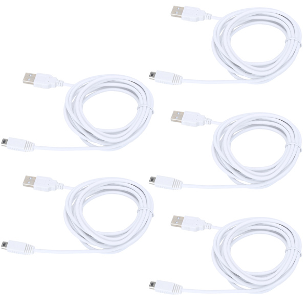 5 kpl 3 m:n USB-datakaapeli WIIU-pelikonsolin latauskaapeli Pelilisävarusteet