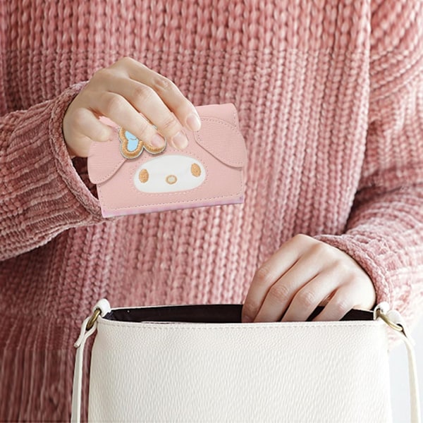 Fashion Sød Tegneseriepung, Lille Pung, PU Læder Tri-fold Pung, Pengetaske, Mønt Kontant Kort Pung, Kiss Lock Møntpung Cl