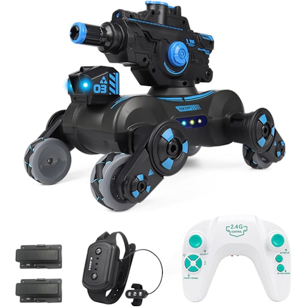RC-tempputyylikko, joka ampuu vesiluoteja, eleohjattava kauko-ohjattava tankki 360 asteen pyörityksellä, suihkulla, 2,4 GHz:n 4WD RC-autot, joissa on 2 akkua lapsille