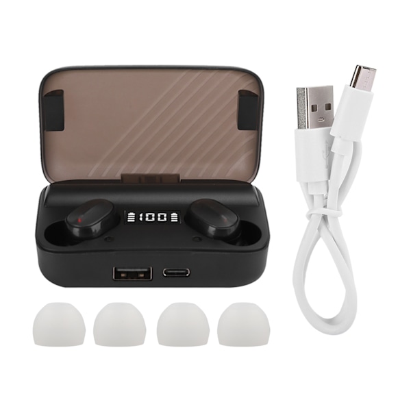 Trådløse øretelefoner Bluetooth 5.0 LED Touch Display TWS øretelefoner Mini InEar hovedtelefoner A9(A9 Sort )
