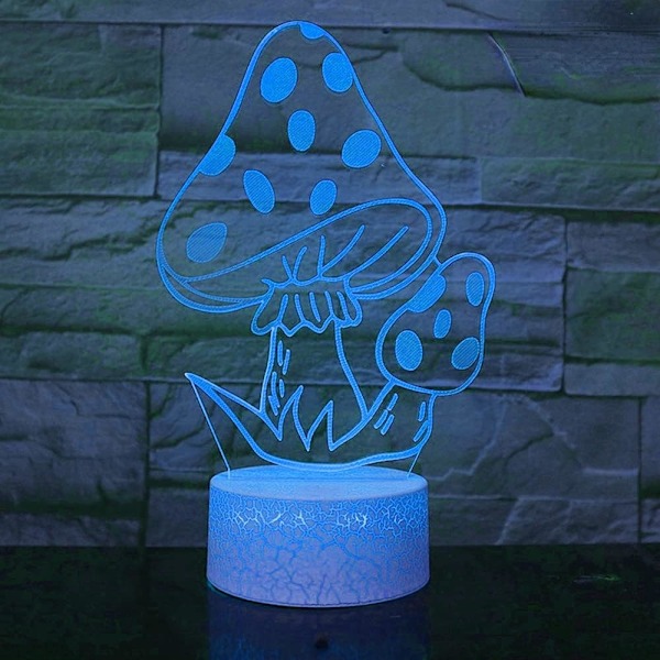 3D Sopp Nattlys Lampe Illusions Nattlys 16 Farge Skiftende Bord Skrivebord Dekor Lamper Gave med Akryl Flat ABS Base USB Kabel Leke