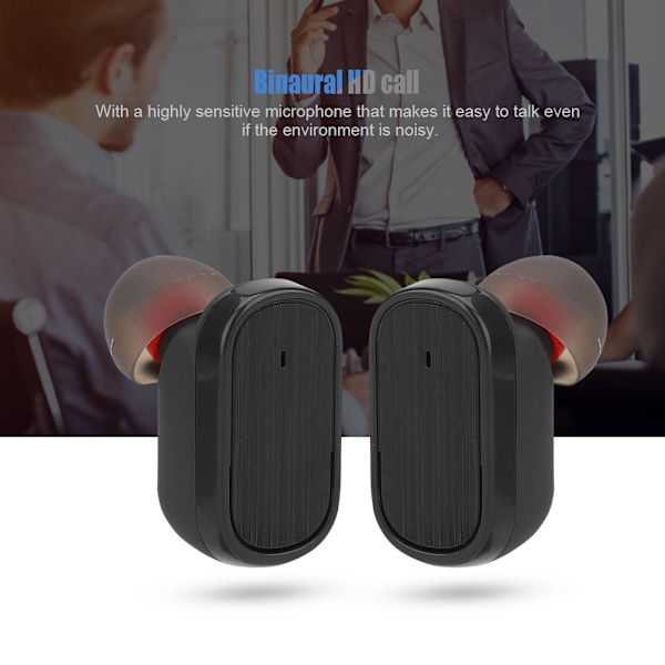 Mini Binaural HD Støyreduksjon HD Samtale IPX5 Vanntett Bluetooth Øretelefon