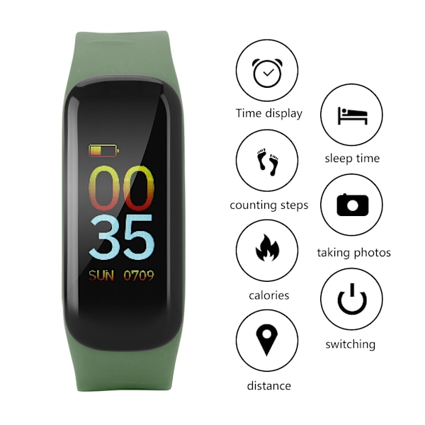 Färgskärm Hjärtfrekvens Blodtryck/Syre Monitor Bluetooth Smart Armband (Grön)
