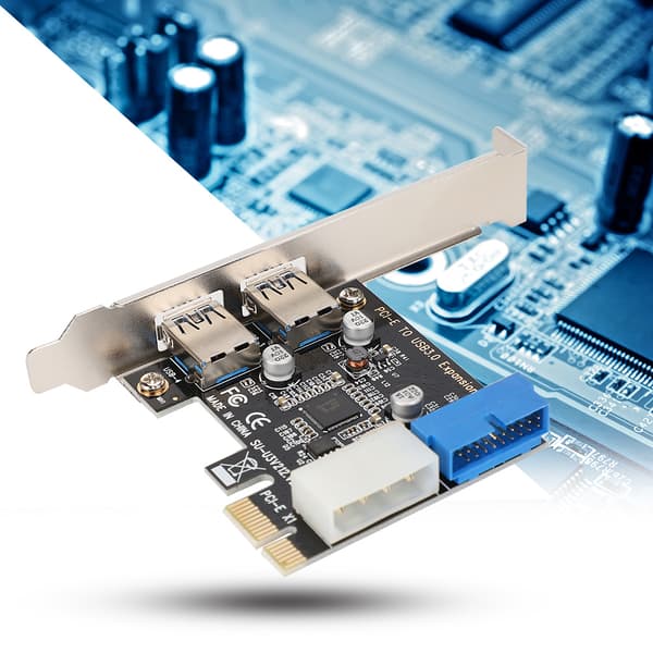 F2T2 PCI-E til USB3.0 Konverter Udvidelseskort 2 USB Port 5.0Gbps PCI-E Adapterkort