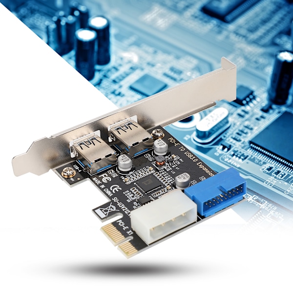 F2T2 PCI-E til USB3.0 Konverter Utvidelseskort 2 USB Port 5.0Gbps PCI-E Adapterkort