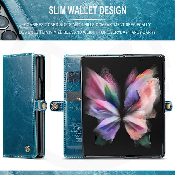 Plånboksfodral för Samsung Galaxy Z Fold 3, mjukt PU-läderfodral med magnetiskt stativ, flippfodral i läder med kortplatser