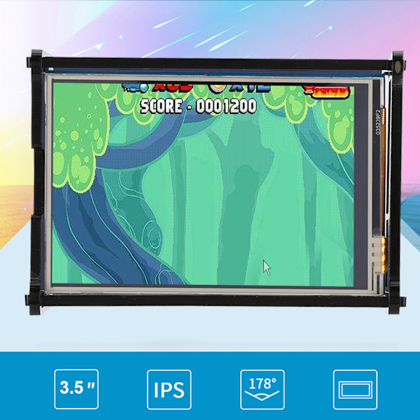 3,5 tommers 320x480 oppløsning bakgrunnsbelyst LCD-berøringsskjerm med svart etui for Raspberry Pi 4B