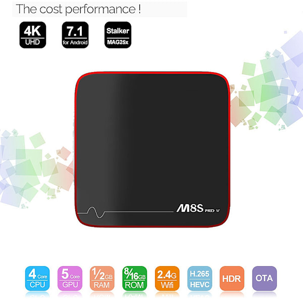 M8S PRO W 4K S905W TV-boks 2G+16G 2.4G WiFi STB Smart TV-boks for Android 7.1