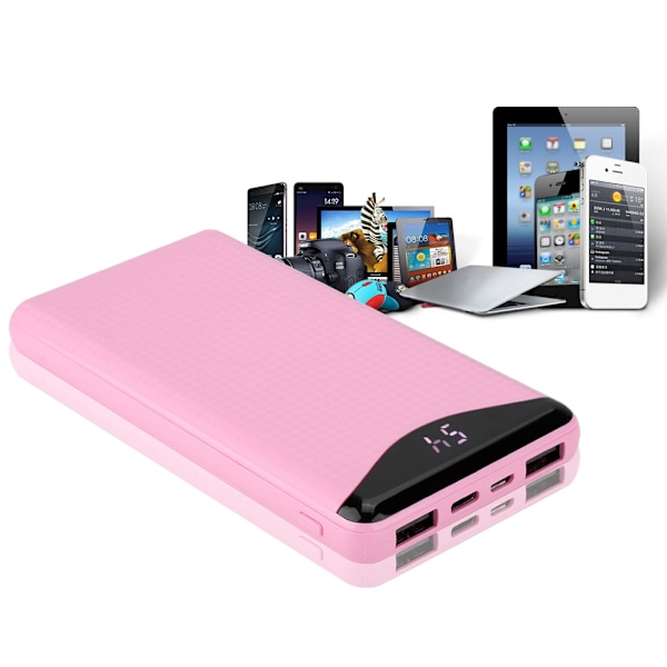 TF-7106 10000mAh Bärbar Digital Skärm Display Typ-C Snabbladdning Powerbank (Rosa)