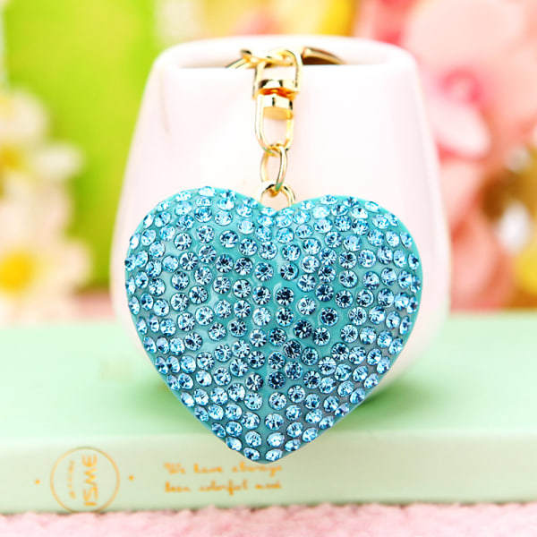 Flickhjärta blomma bilnyckelring dam metallväska hänge nyckelring ring - vattendiamant kärlek Purple