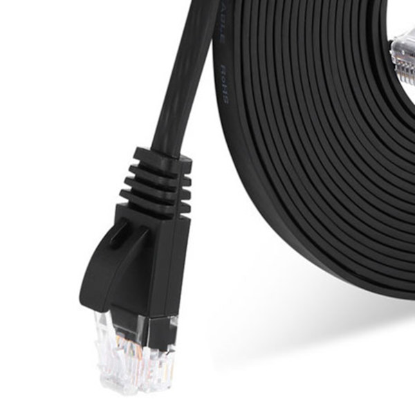 1000 Mbps Gigabit nettverkskabel 98ft RJ45 Port CAT6 nettverkskabel Ethernet-kabel for rutere datamaskiner svart