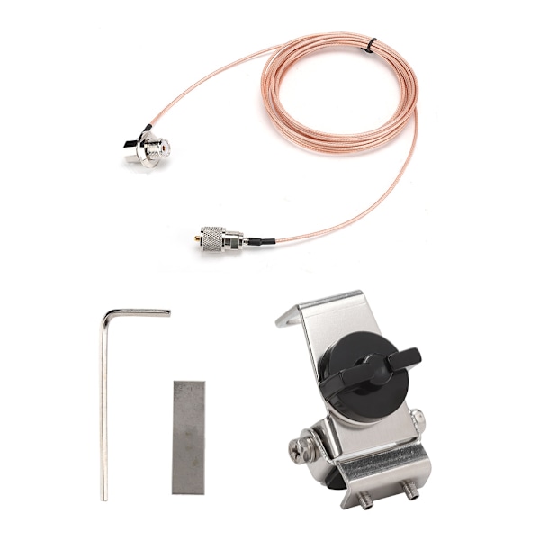 Toveis radiotilbehør RB-20 Svart mobil bilantenne monteringsbrakett med 5 m jern SC-316 materkabel (sølv)