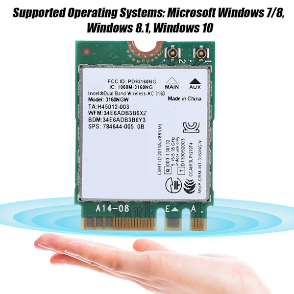 Til Intel 3160AC NGW Trådløs WIFI-kort 433 Mbps Bluetooth 4.0 Dual Band Netværkskort