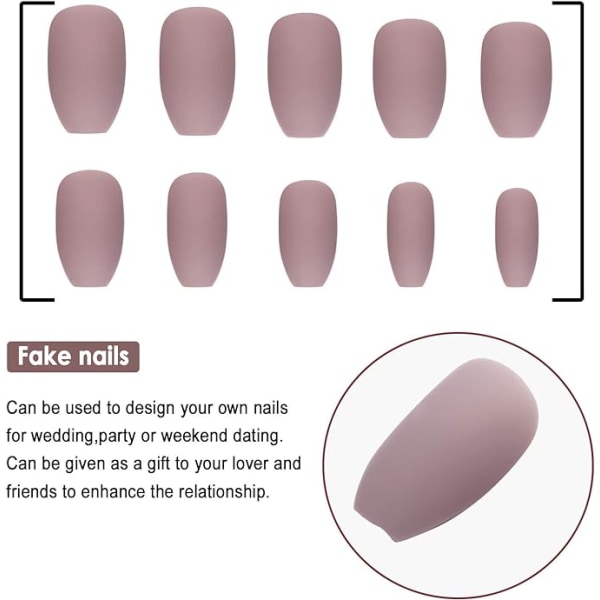 72 kpl Nude Pink Matte Tekokynnet Täysi Peitto Arkku Tekokynnet Vinkkejä Kynsiliimalla, Kynsiviiloilla, Puutikuilla Naisille Tytöille DIY Kynnet Suosikit