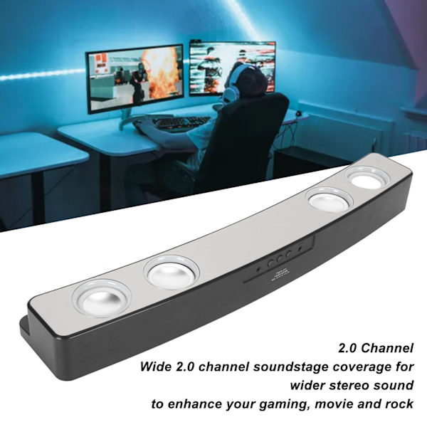 Tietokoneen peliäänipalkki BT5.0 3.5 mm AUX HiFi-stereokaiutin langaton Bluetooth-palkkikaiutin PC-kannettavalle tietokoneelle