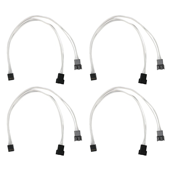 4pcs PWM Fan Extension Cable 4 Pin Silver Coated Copper Wire PC Fan Extension Cable for PC Cooling Fan 1 to 2 Splitter