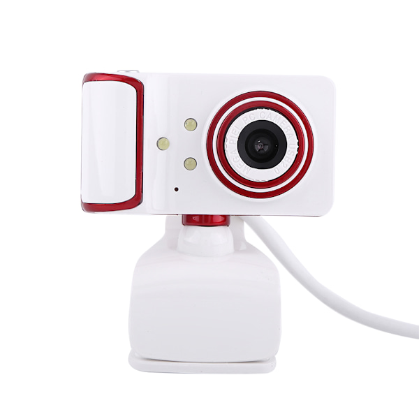16M Pixel HD Webcam Clip-on  3 LED Rotatable Web Camera til PC Computer Hvid + Rød