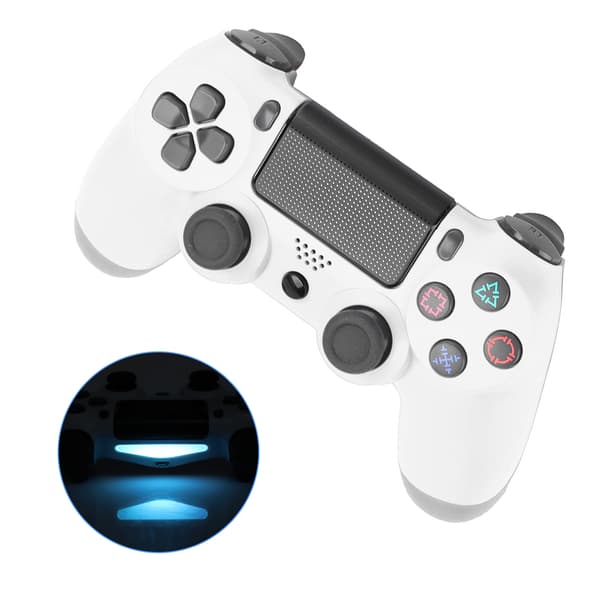 Plastik ABS V2 Program Intelligent Trådløs Bluetooth Gamepad Spil Controller med Hovedtelefon Hul til PS4 Hvid