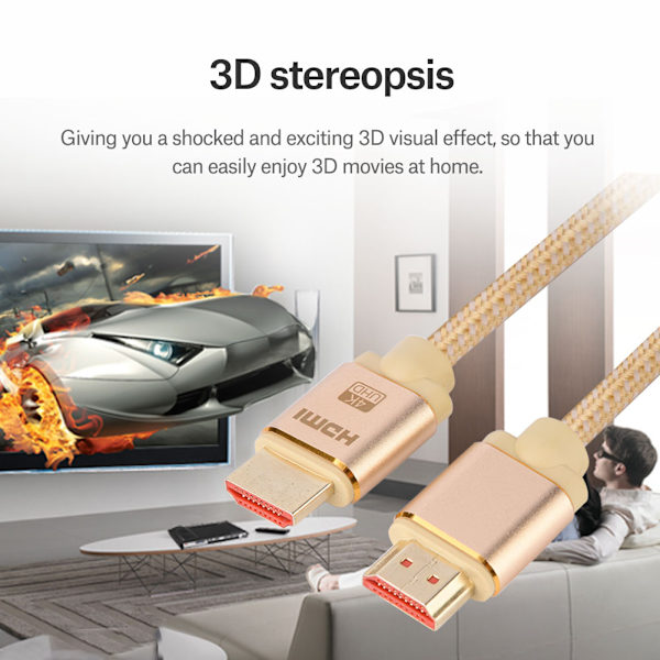 Højhastigheds HD 4K X 2K HDMI 2.0 A-A Videokabel Flettet Snor til PS3/ TV/ DVD/ PC 1M