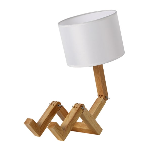 Nattbordslampe Justerbar Sylindrisk Nattbord Lampe for Soverom Stue Kontor 12W Trefarget lyspære EU Plugg 8031 ​​Beige