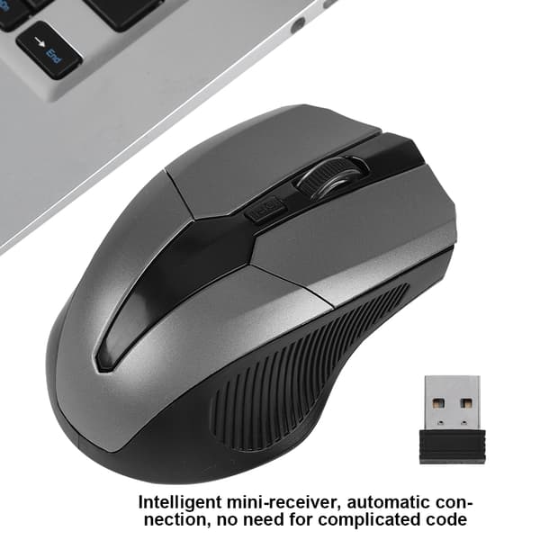 2.4GHz trådløs optisk mus intelligent USB-modtager til pc-computer bærbar (grå)