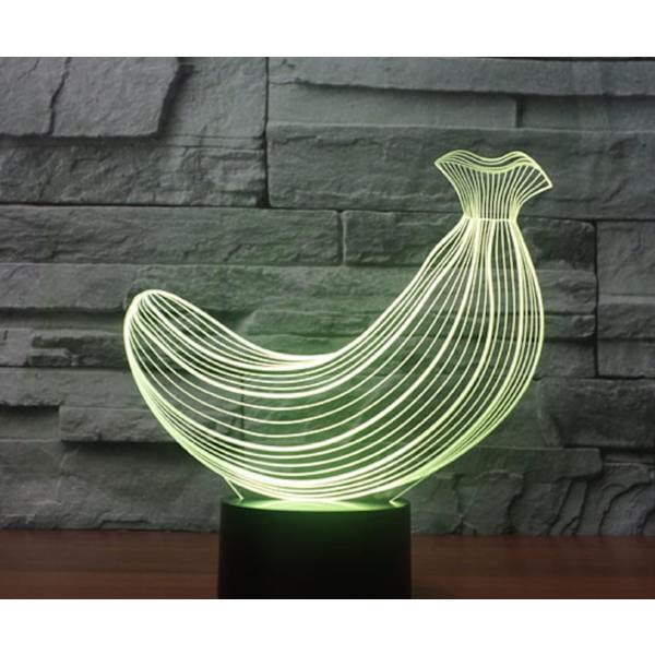 3D Banan Fjernkontroll 16 Farger Nattelysbilder Illusions Akryl LED Bord Nattbord Lampe Barn Soverom Skrivebord Dekor Bursdagsgaver Leke for Barn